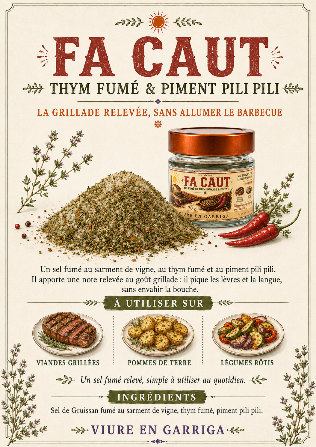 GSEL FUME AU THYM ET PIMENT PILI PILI 70 G