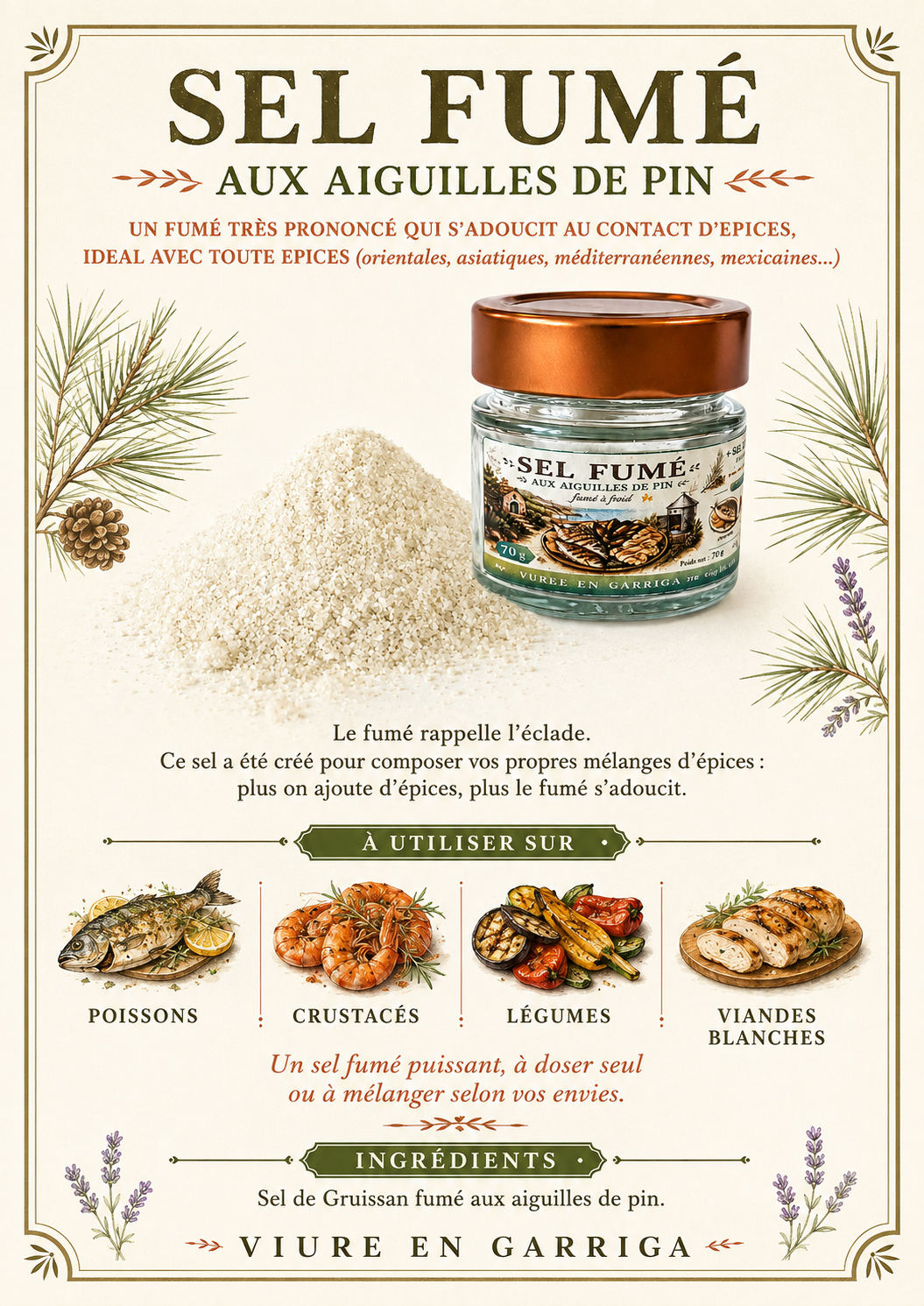 SEL FUME AUX AIGUILLES DE PINS 150 g