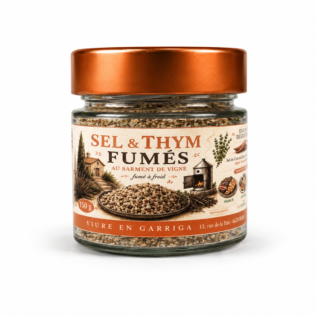 SEL ET THYM FUMES AU PIMENT D'ESPELETTE 150 G