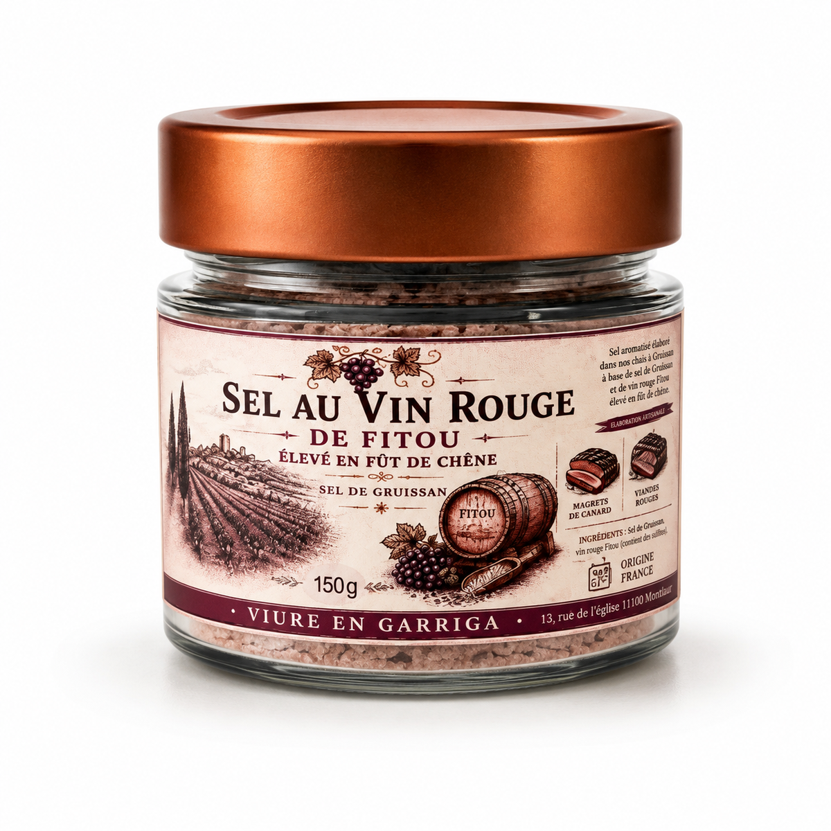 SEL AU VIN  ROUGE DE FITOU 150 G